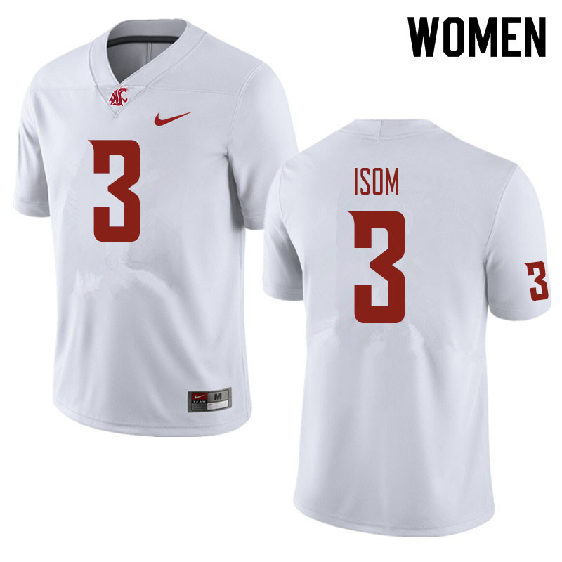 Women #3 Daniel Isom Washington State Cougars Football Jerseys Sale-White